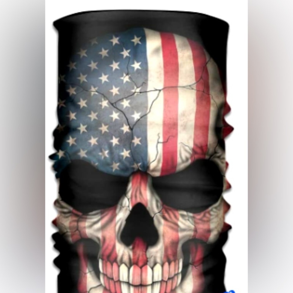 American Flag Skull Face Mask Tube - Patriotic Red White Blue